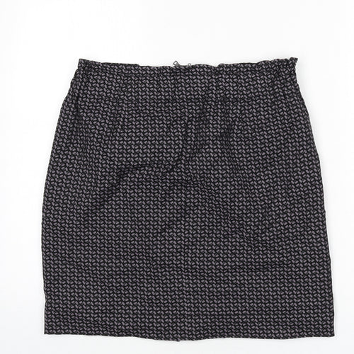 Gap Womens Black Geometric Viscose A-Line Skirt Size 12 Zip