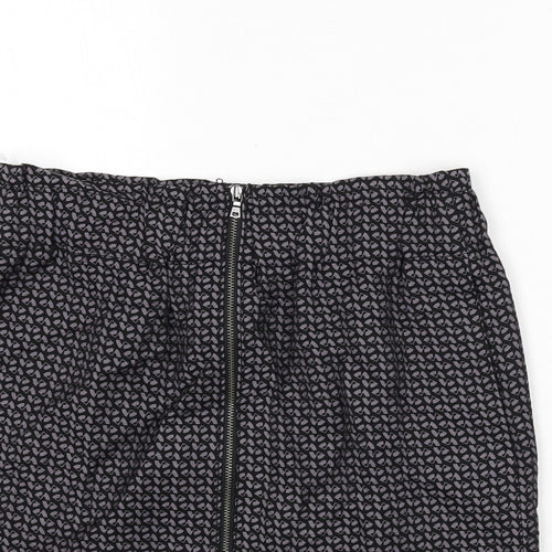 Gap Womens Black Geometric Viscose A-Line Skirt Size 12 Zip