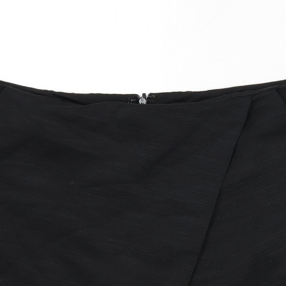 Topshop Womens Black Polyester Skort Skirt Size 10 Zip