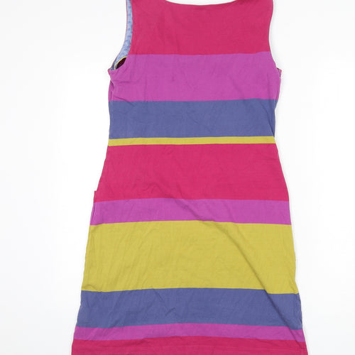 White Stuff Womens Multicoloured Striped 100% Cotton A-Line Size 10 Scoop Neck Pullover