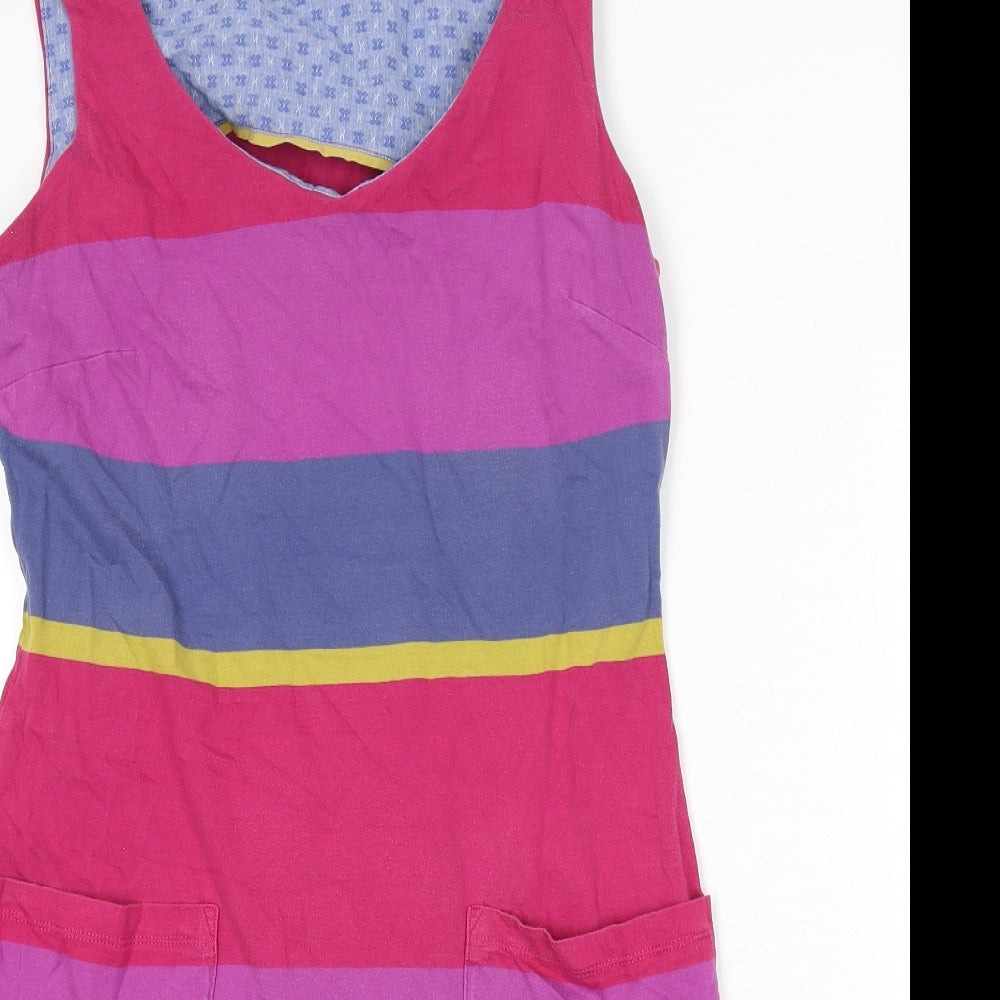 White Stuff Womens Multicoloured Striped 100% Cotton A-Line Size 10 Scoop Neck Pullover