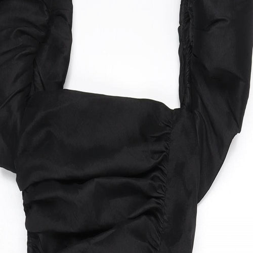 Oh Polly Womens Black Polyester Bodycon Size 6 Square Neck Zip - Mini, Ruched, Puffy