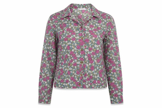 Front view of Mango women’s multicoloured floral polyester basic button-up, size S, collared