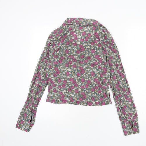 Mango Womens Multicoloured Floral Polyester Basic Button-Up Size S Collared