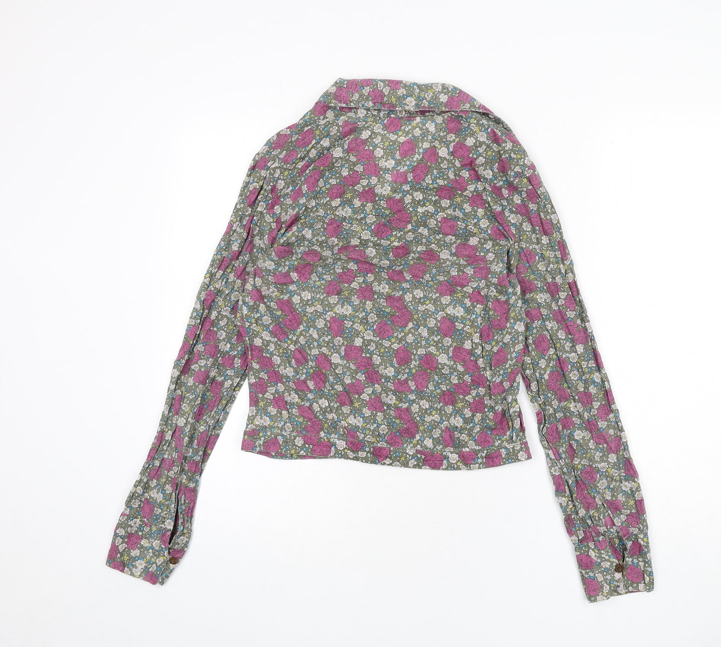 Mango Womens Multicoloured Floral Polyester Basic Button-Up Size S Collared