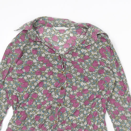 Mango Womens Multicoloured Floral Polyester Basic Button-Up Size S Collared