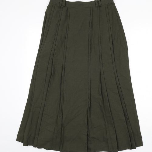 BASSINI Womens Green Viscose Pleated Skirt Size 30 in Zip