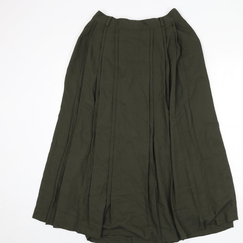 BASSINI Womens Green Viscose Pleated Skirt Size 30 in Zip