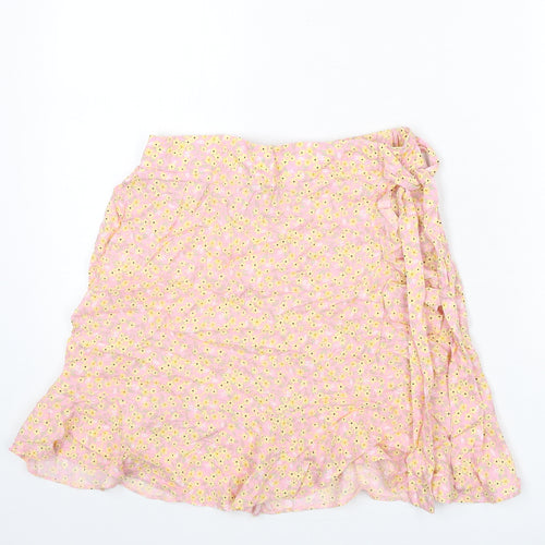 New Look Womens Multicoloured Floral Polyester A-Line Skirt Size 10 - Tie Detail