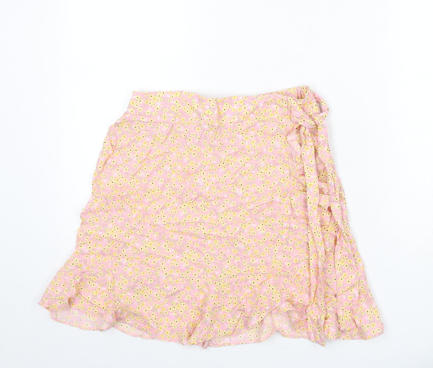 New Look Womens Multicoloured Floral Polyester A-Line Skirt Size 10 - Tie Detail