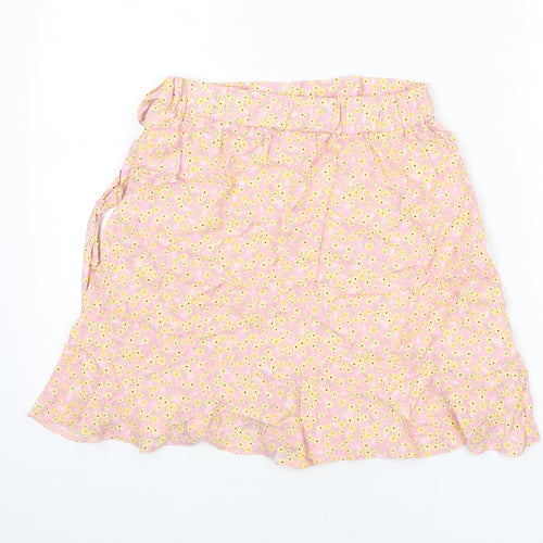 New Look Womens Multicoloured Floral Polyester A-Line Skirt Size 10 - Tie Detail