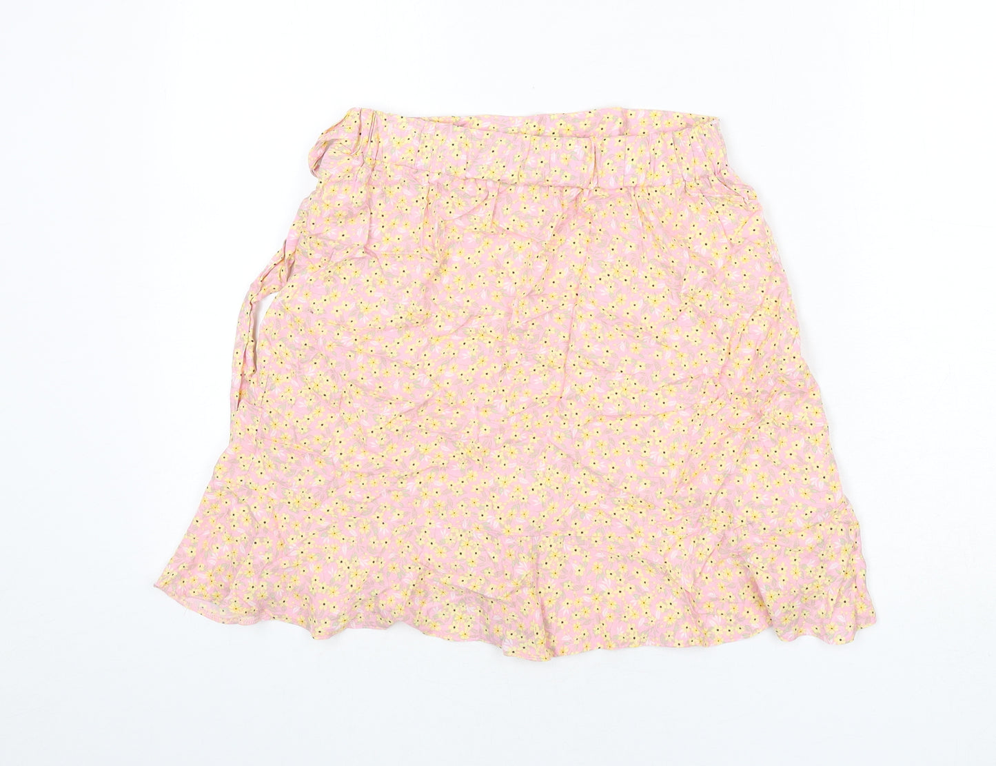 New Look Womens Multicoloured Floral Polyester A-Line Skirt Size 10 - Tie Detail