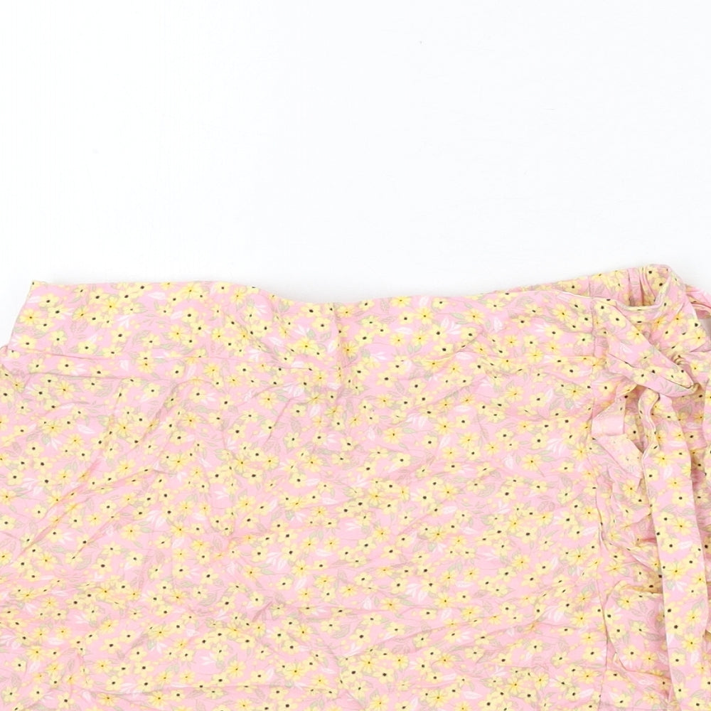 New Look Womens Multicoloured Floral Polyester A-Line Skirt Size 10 - Tie Detail
