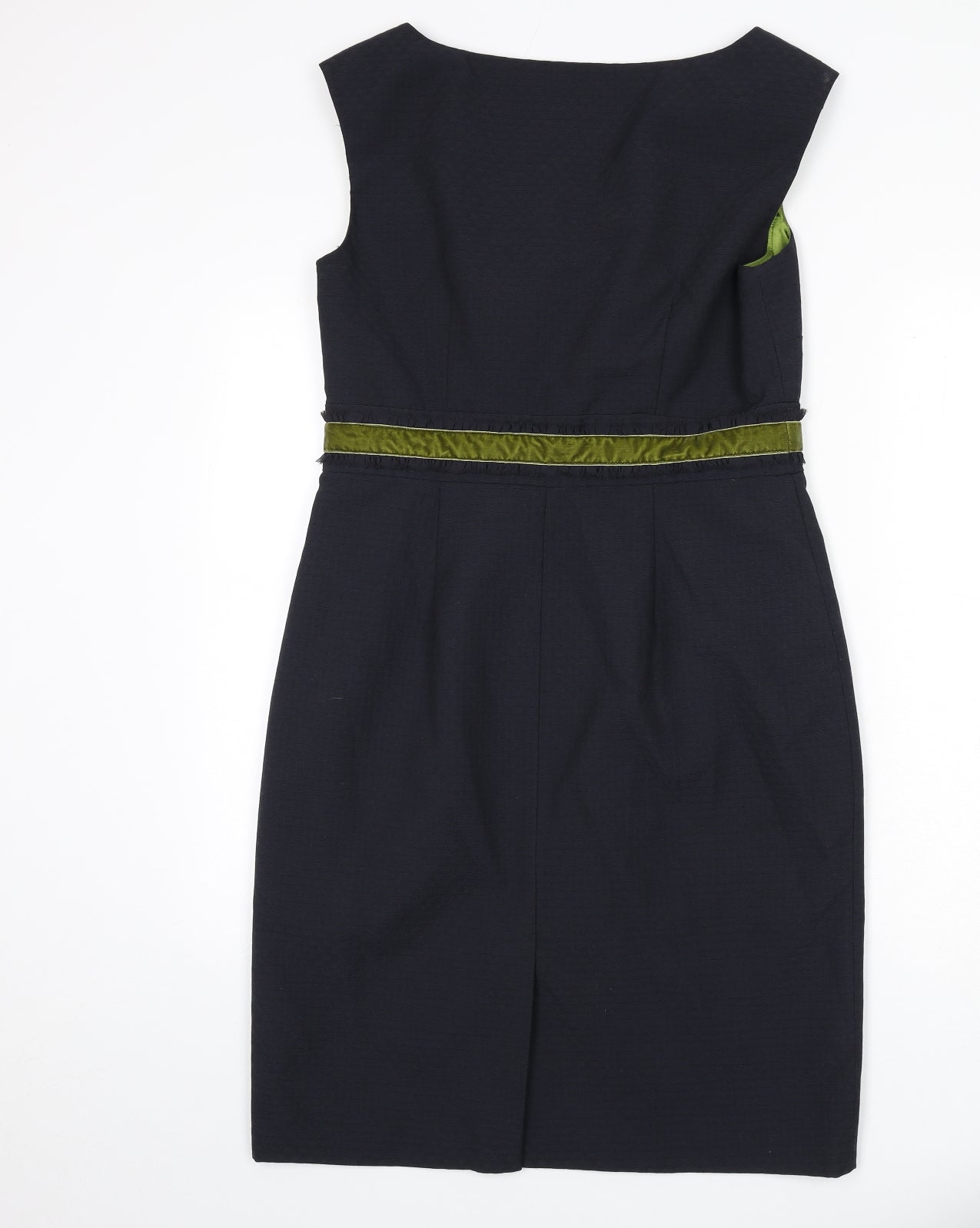 Laura Ashley Womens Grey Polyester Pencil Dress Size 14 V-Neck Zip - Back Slit
