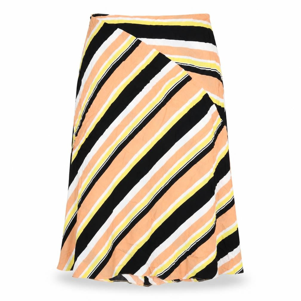 ASOS Womens Multicoloured Striped Viscose Flare Skirt Size 18 Zip - Side Slit