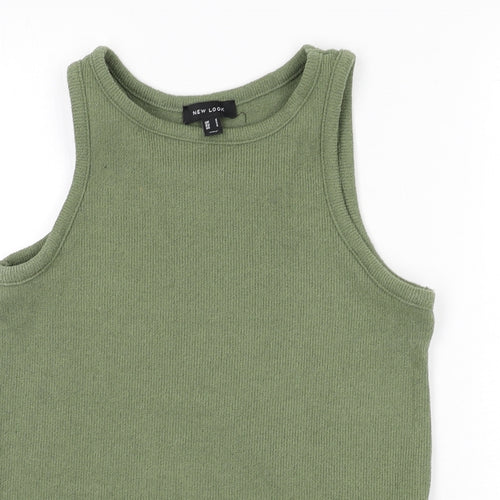New Look Womens Green Polyester Basic Tank Size S Round Neck