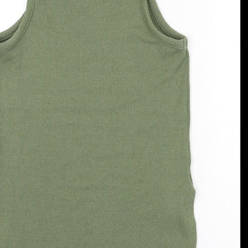 New Look Womens Green Polyester Basic Tank Size S Round Neck