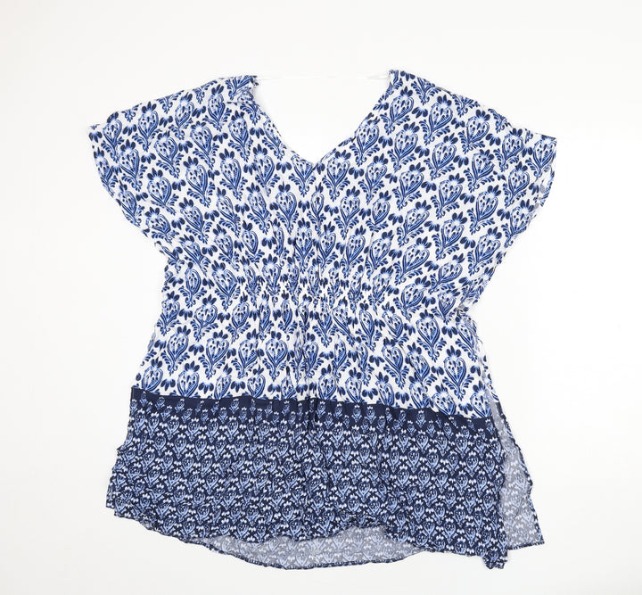 Marks and Spencer Womens Blue Geometric Viscose Cover Up Size S