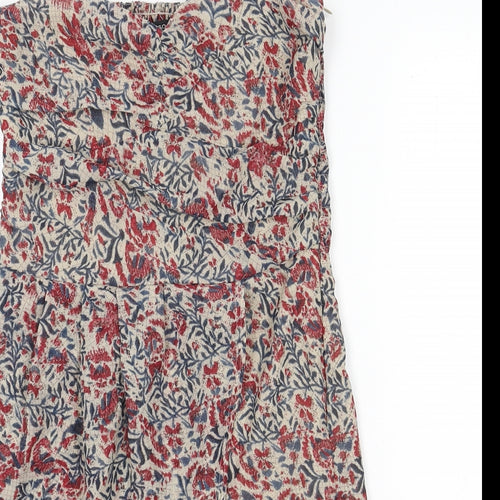 Mango Womens Multicoloured Geometric Polyester A-Line Size M Off the Shoulder Zip