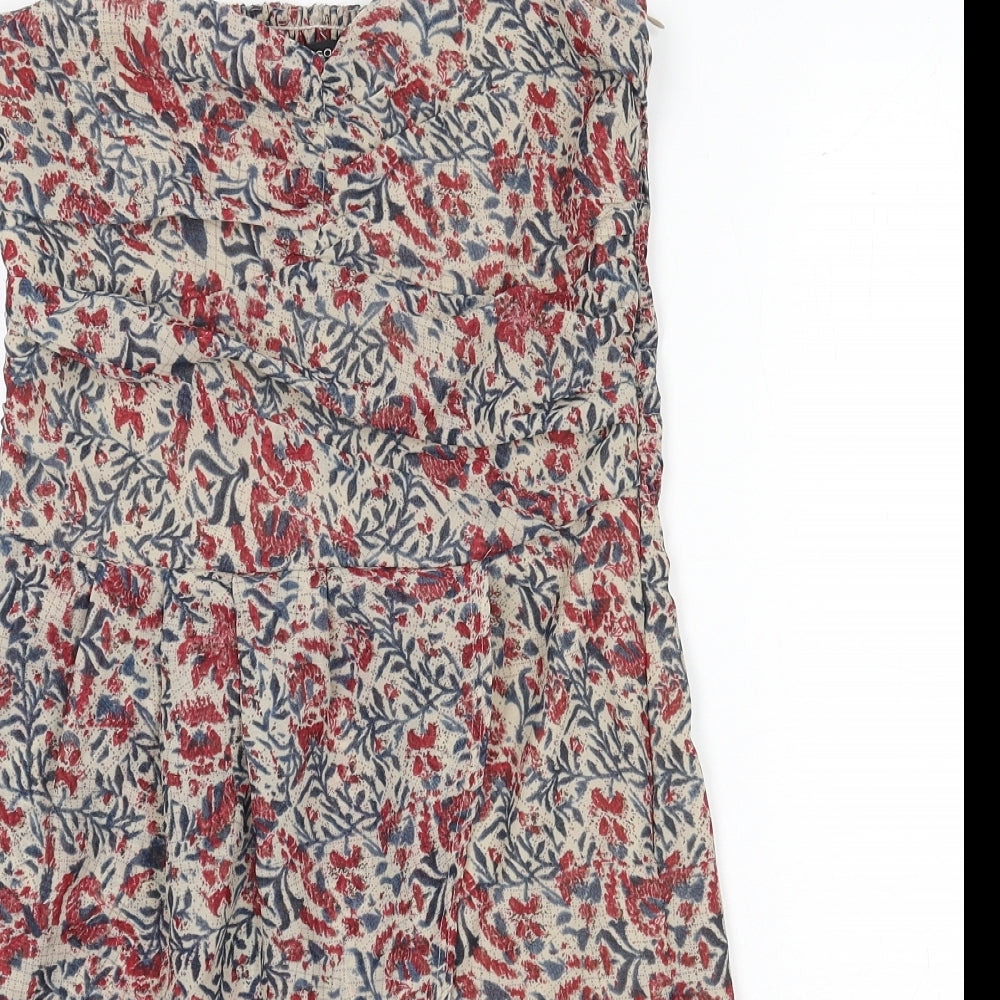 Mango Womens Multicoloured Geometric Polyester A-Line Size M Off the Shoulder Zip