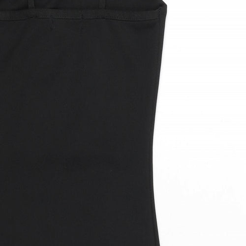 PRETTYLITTLETHING Womens Black Polyester Bodycon Size 4 Square Neck Pullover - Mini