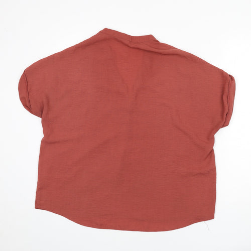 New Look Womens Pink Polyester Basic Blouse Size 16 V-Neck
