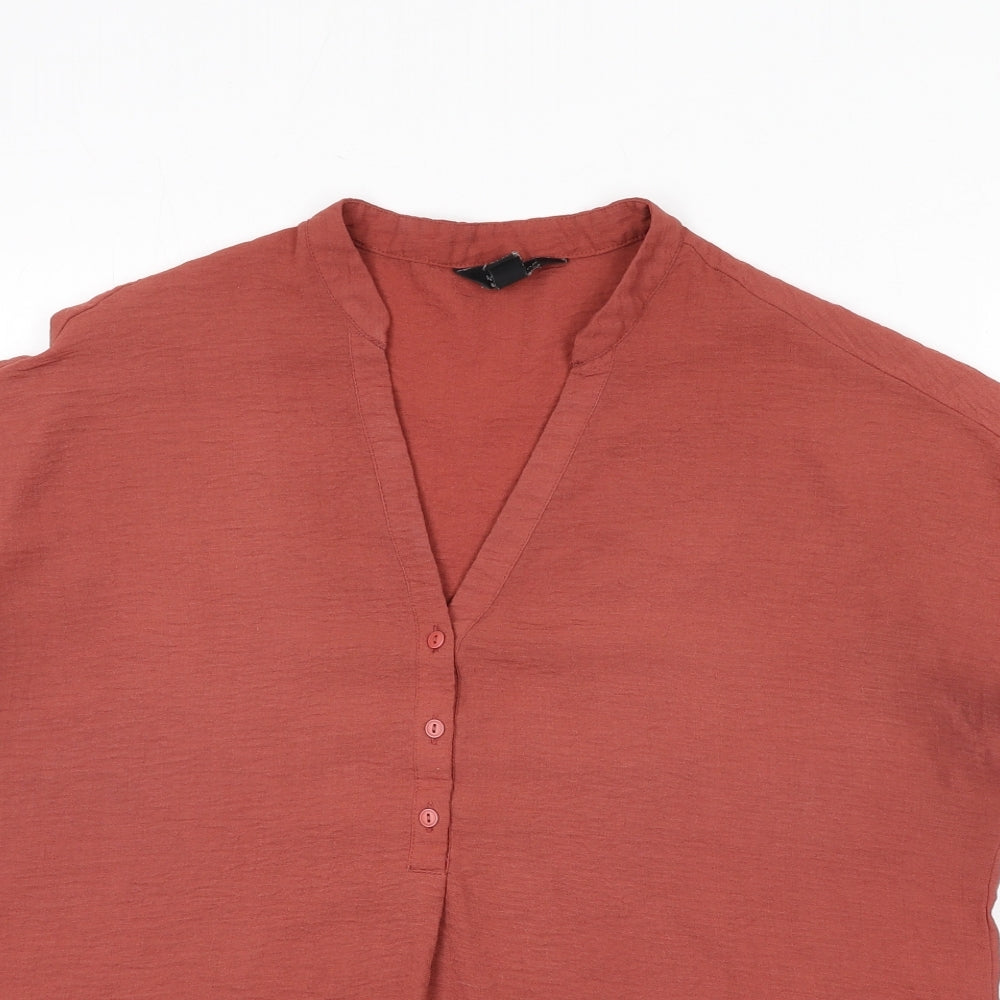 New Look Womens Pink Polyester Basic Blouse Size 16 V-Neck