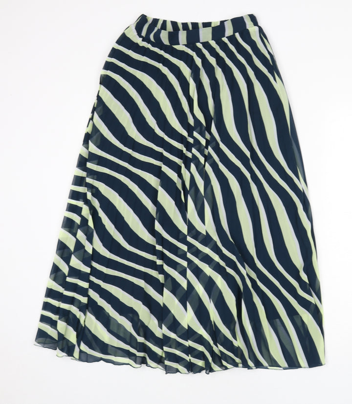 Marks and Spencer Womens Multicoloured Geometric Polyester Pleated Skirt Size 6