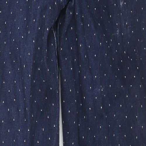 Marks and Spencer Womens Blue Geometric Cotton Skinny Jeans Size 12 L27 in Slim Zip - Button Detail