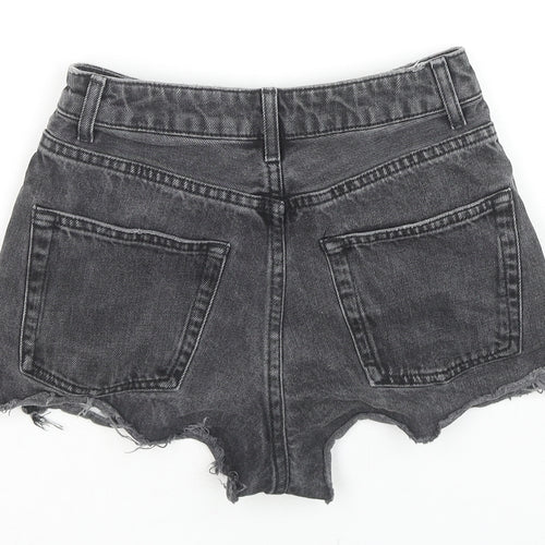 Topshop Womens Black Cotton Hot Pants Shorts Size 6 L3 in Regular Zip