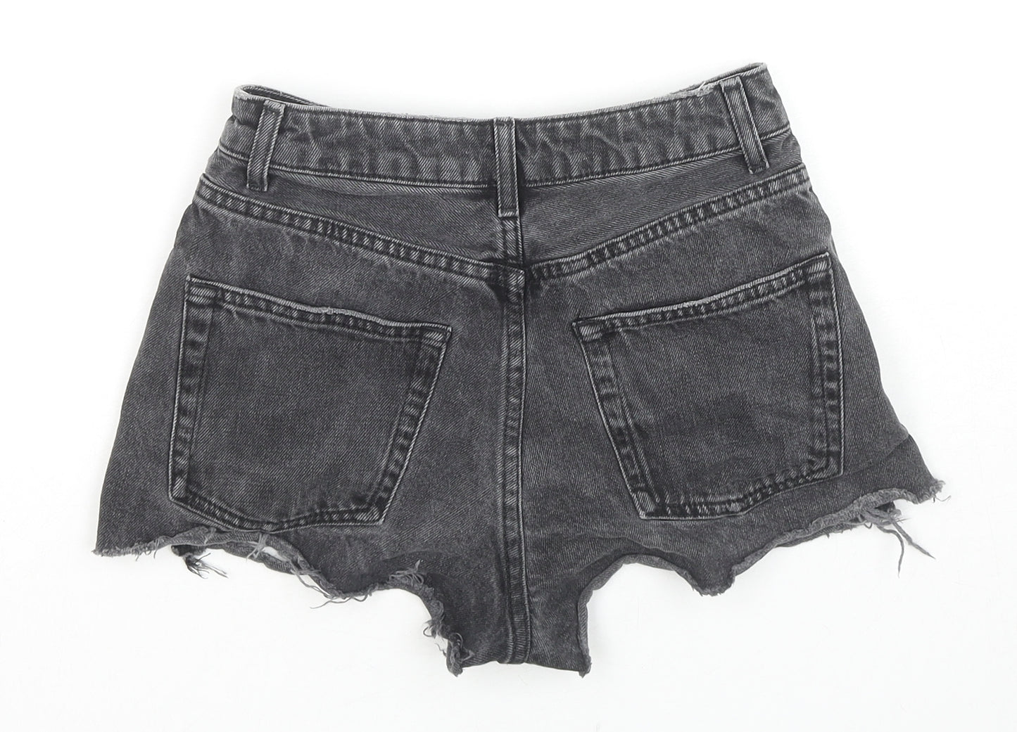 Topshop Womens Black Cotton Hot Pants Shorts Size 6 L3 in Regular Zip