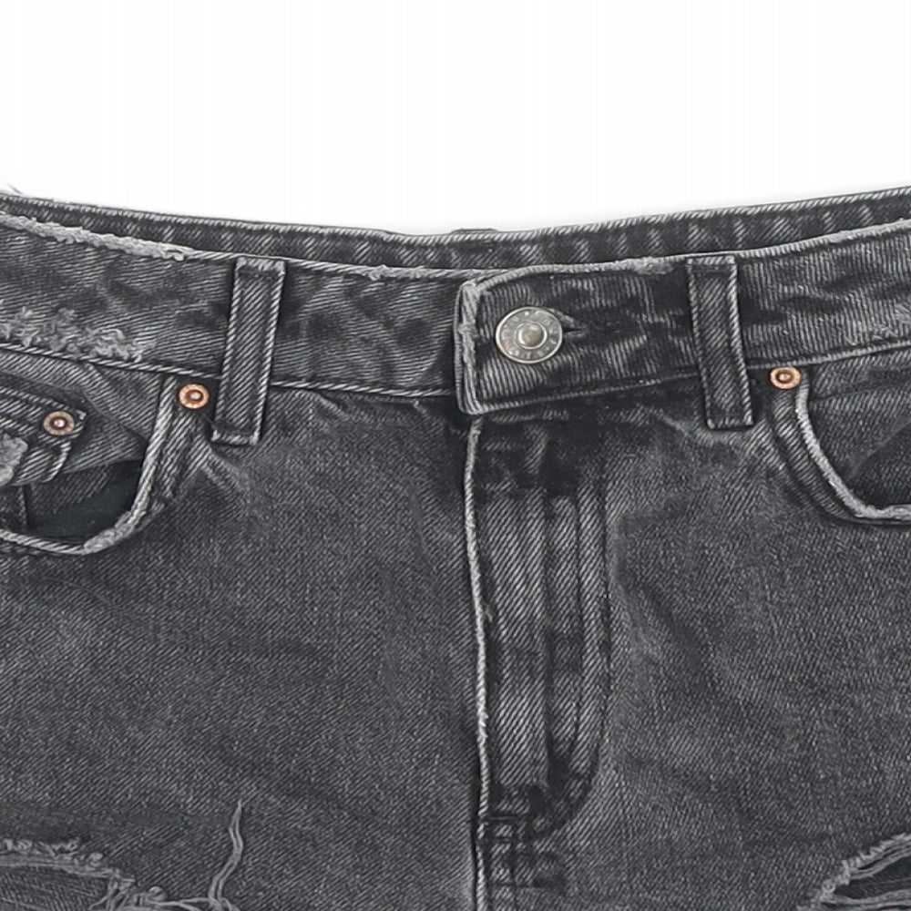 Topshop Womens Black Cotton Hot Pants Shorts Size 6 L3 in Regular Zip