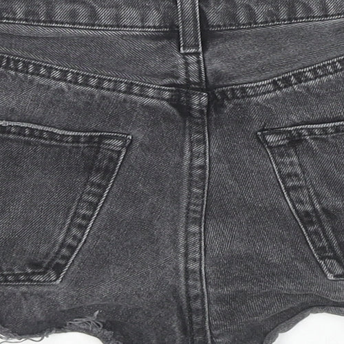 Topshop Womens Black Cotton Hot Pants Shorts Size 6 L3 in Regular Zip