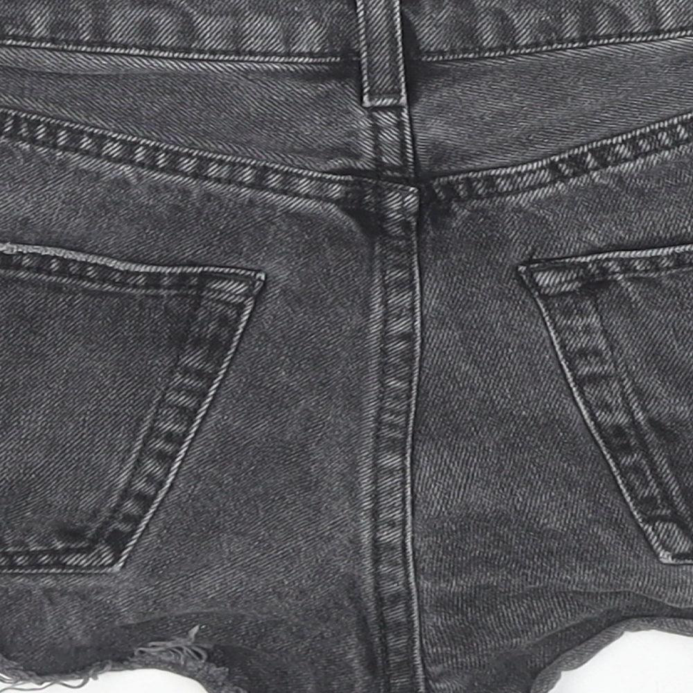 Topshop Womens Black Cotton Hot Pants Shorts Size 6 L3 in Regular Zip