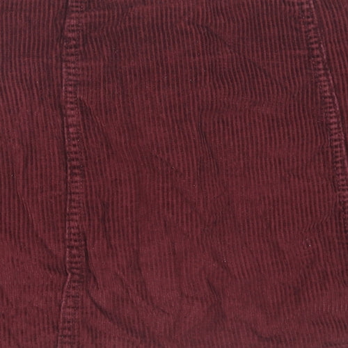 Denim & Co. Womens Red Cotton A-Line Skirt Size 8 Button