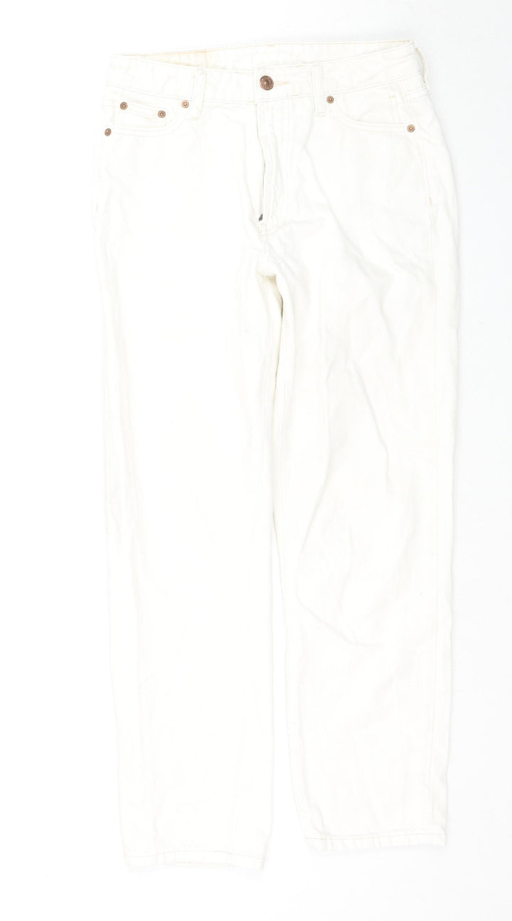 River Island Womens White Cotton Straight Jeans Size 6 L26 in Regular Zip