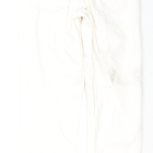 River Island Womens White Cotton Straight Jeans Size 6 L26 in Regular Zip
