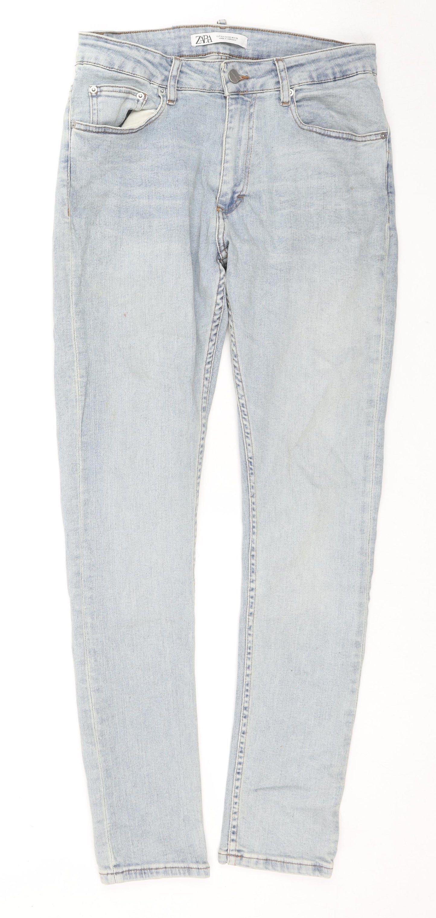 Zara Womens Blue Cotton Skinny Jeans Size 14 L30 in Regular Zip