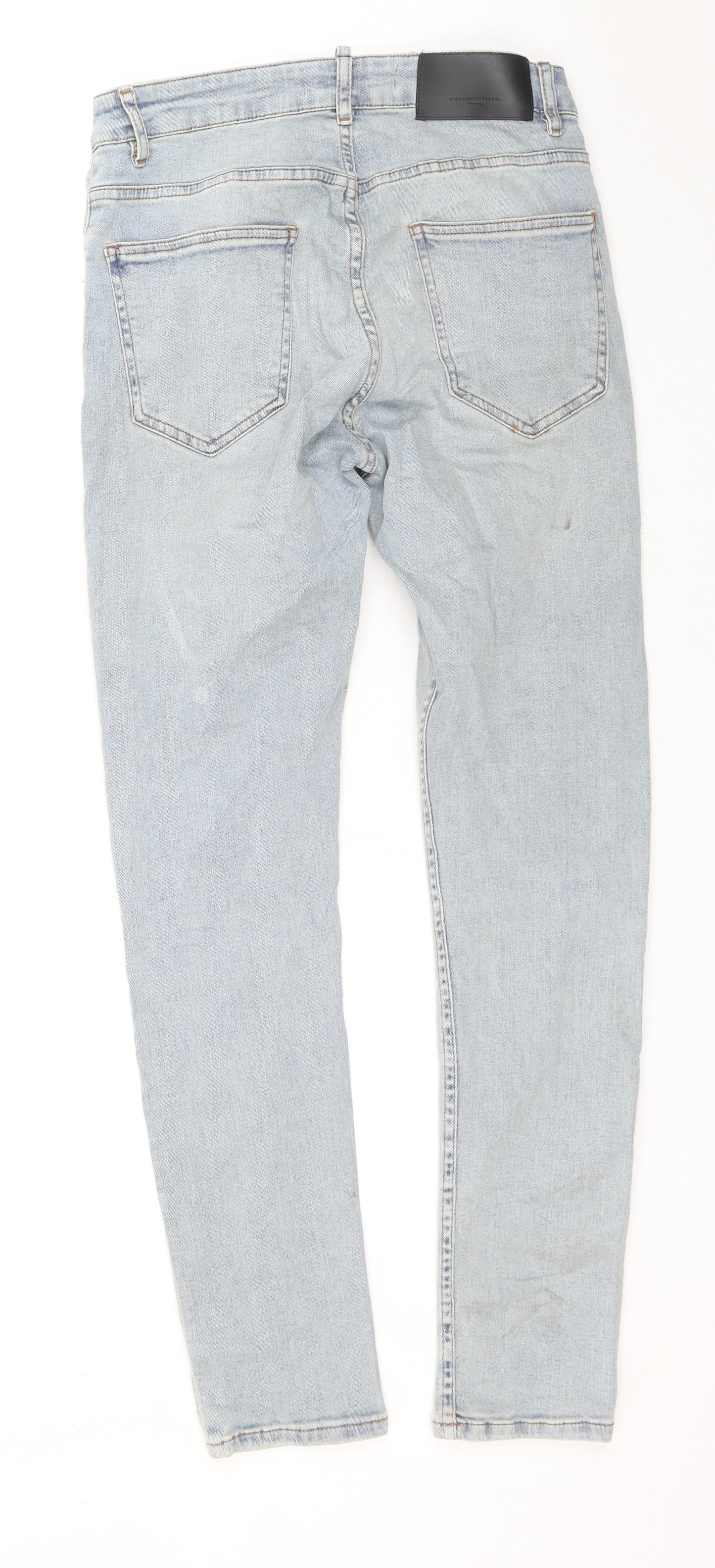 Zara Womens Blue Cotton Skinny Jeans Size 14 L30 in Regular Zip