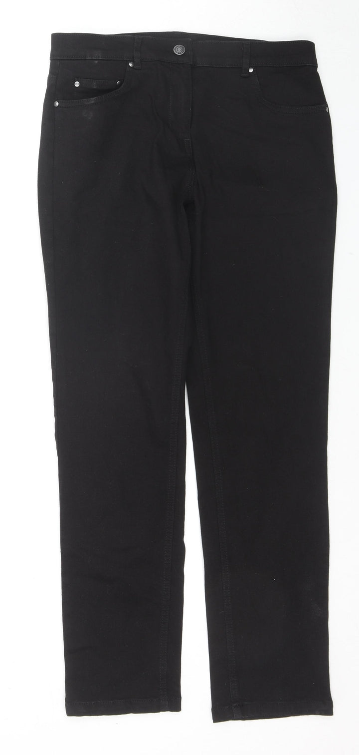 Brook Taverner Womens Black Cotton Straight Jeans Size 8 L29 in Regular Zip