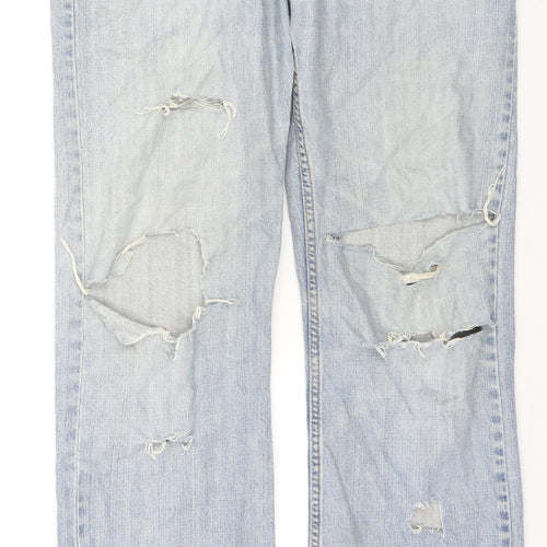 Levi's Mens Blue Cotton Straight Jeans Size 34 in L34 in Regular Zip