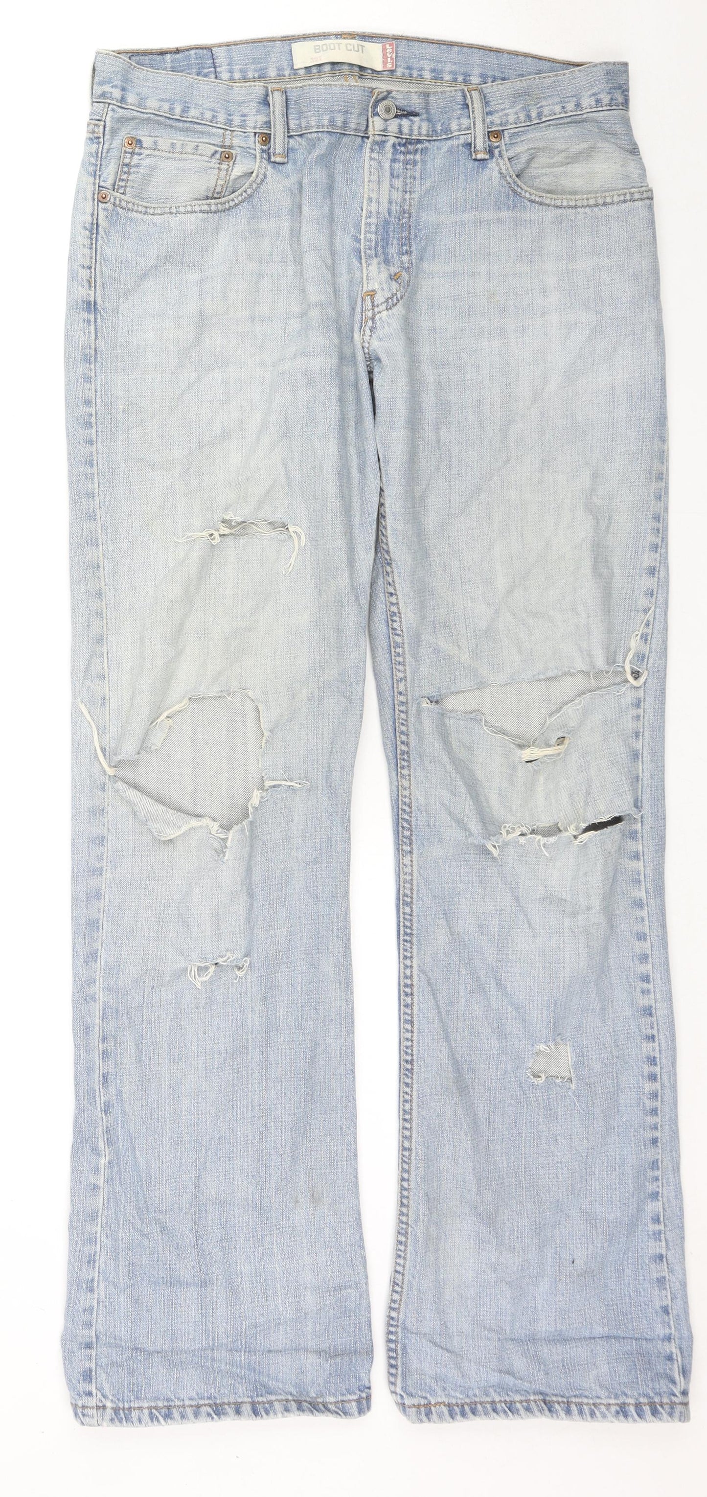 Levi's Mens Blue Cotton Straight Jeans Size 34 in L34 in Regular Zip