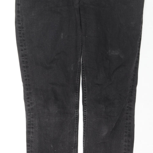 Marks and Spencer Womens Black Cotton Straight Jeans Size 12 L27 in Regular Zip