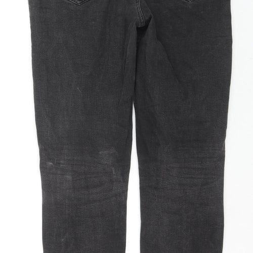 Marks and Spencer Womens Black Cotton Straight Jeans Size 12 L27 in Regular Zip