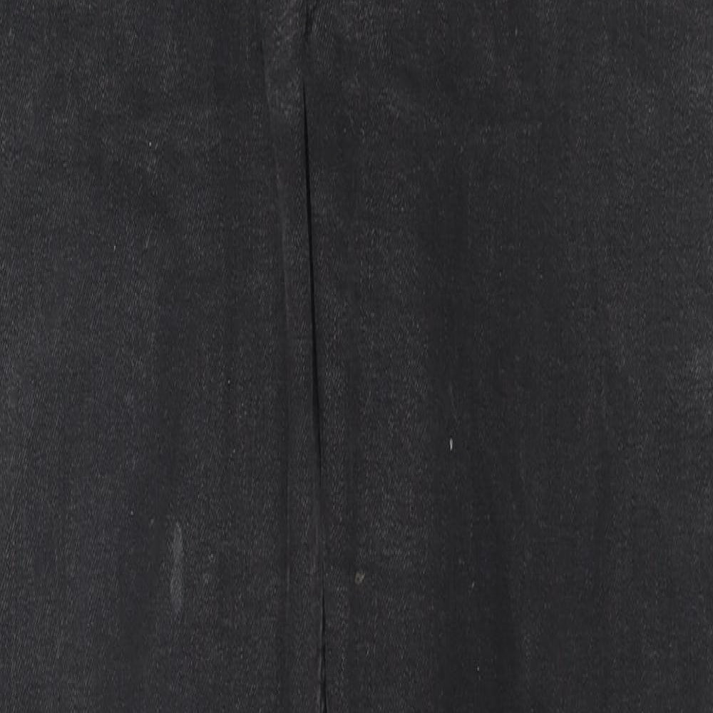 Marks and Spencer Womens Black Cotton Straight Jeans Size 12 L27 in Regular Zip