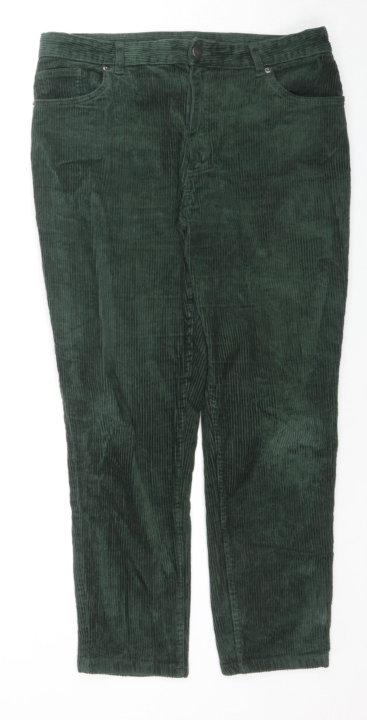 Monki Womens Green Cotton Trousers Size 16 L25 in Regular Zip