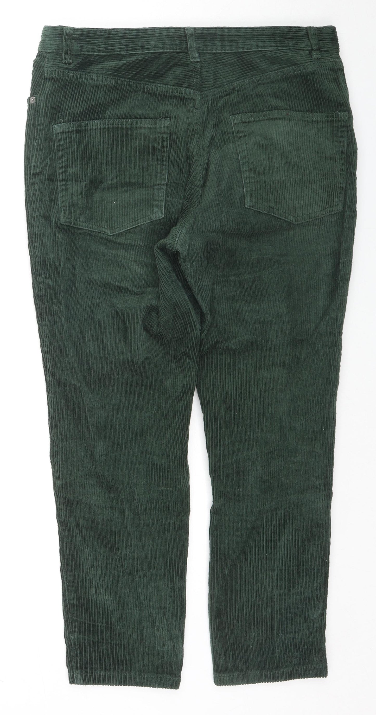 Monki Womens Green Cotton Trousers Size 16 L25 in Regular Zip