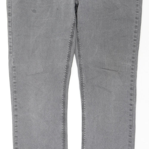 George Womens Grey Cotton Straight Jeans Size 14 L28 in Regular Zip