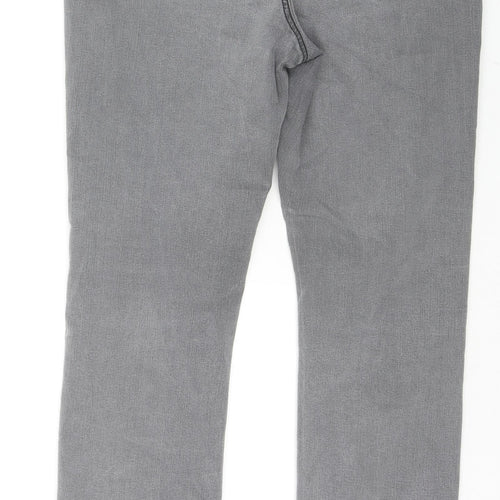 George Womens Grey Cotton Straight Jeans Size 14 L28 in Regular Zip