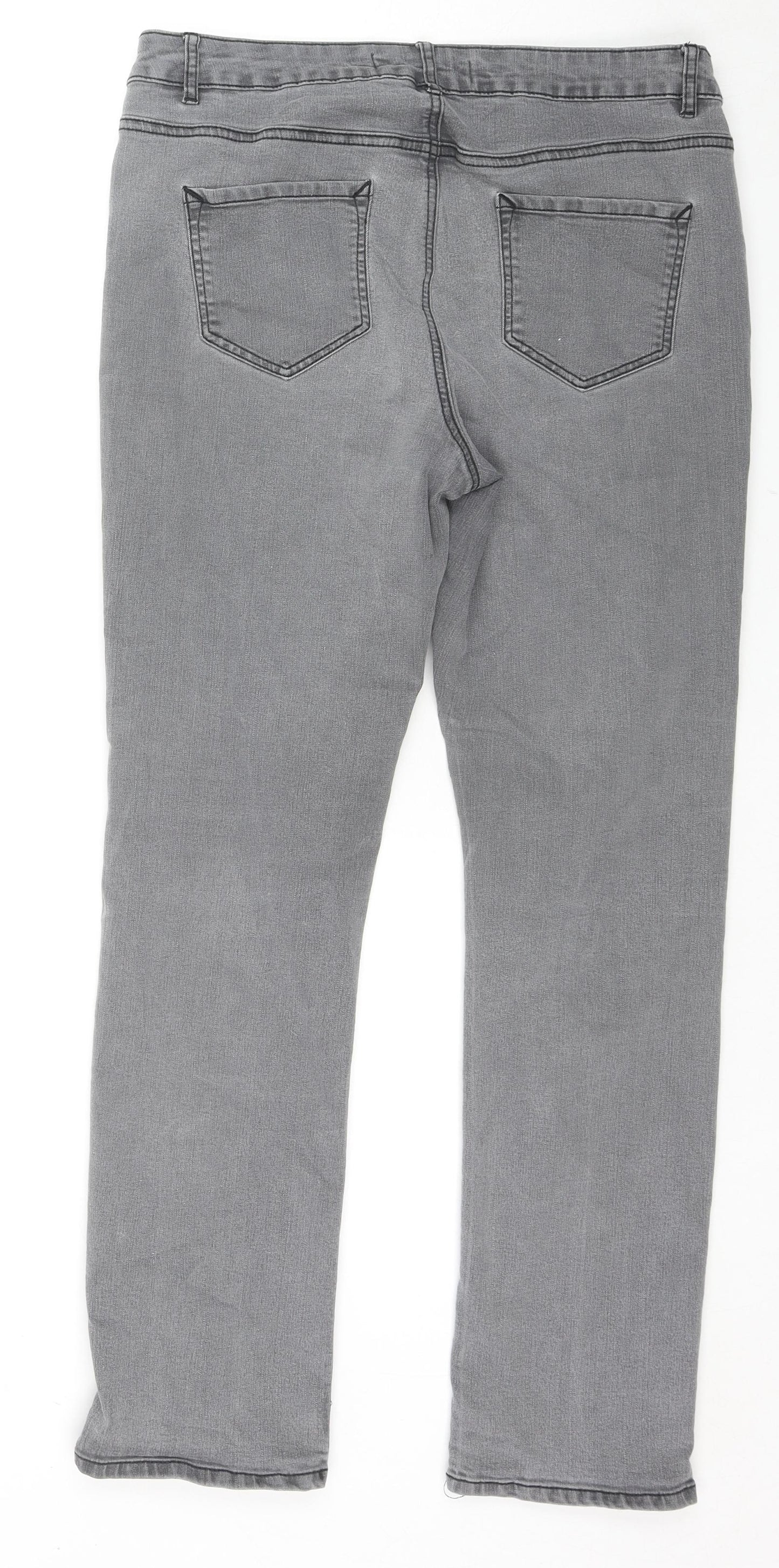 George Womens Grey Cotton Straight Jeans Size 14 L28 in Regular Zip
